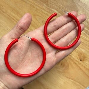 Bold Red Hoop Earrings